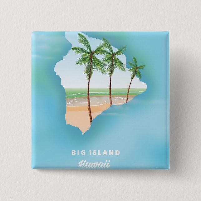 Bóton Quadrado 5.08cm Hawaii Ilha Grande (Frente)