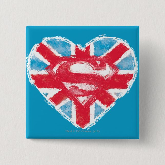 Bóton Quadrado 5.08cm Heart British S-Shield (Frente)