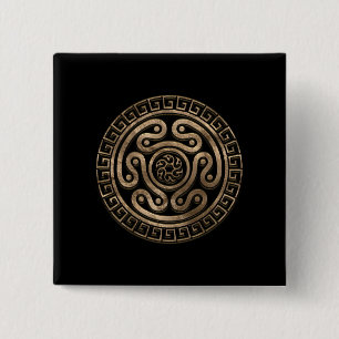 Bóton Quadrado 5.08cm Hecate Roda Preto e Dourado