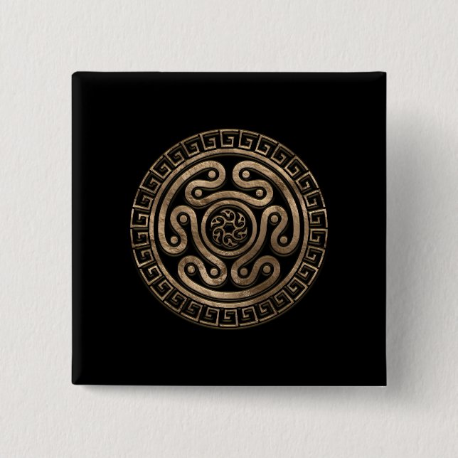 Bóton Quadrado 5.08cm Hecate Wheel Black e Dourado (Frente)