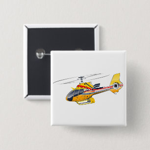 Bóton Quadrado 5.08cm Helicóptero de desenho animado