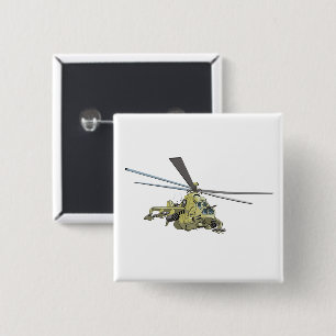 Bóton Quadrado 5.08cm Helicóptero de desenho "Hind"