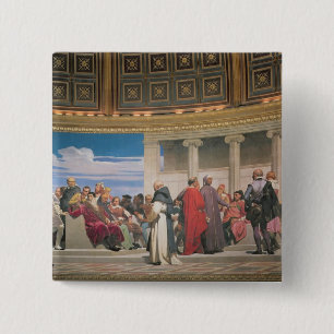 Bóton Quadrado 5.08cm Hemiciclo: Artistas de todas as idades, detalhe do