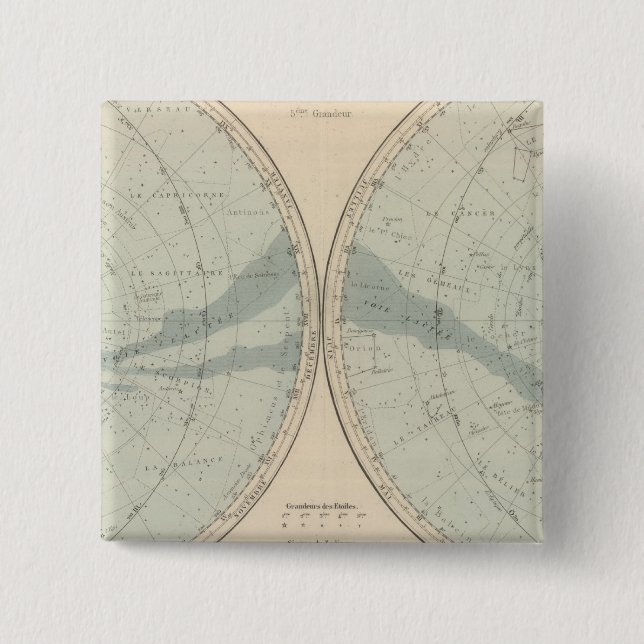 Bóton Quadrado 5.08cm Hemisfério Celeste (Frente)