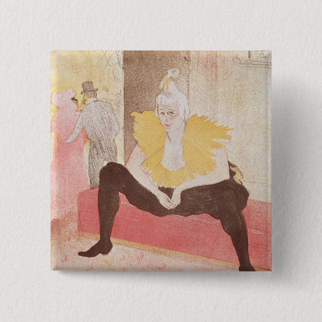 Bóton Quadrado 5.08cm Henri de Toulouse-Lautrec | o Clowness Cha-U-Kao (Frente)