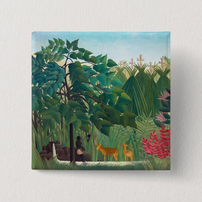 Bóton Quadrado 5.08cm Henri Rousseau - A Quebra d'Água (Frente)