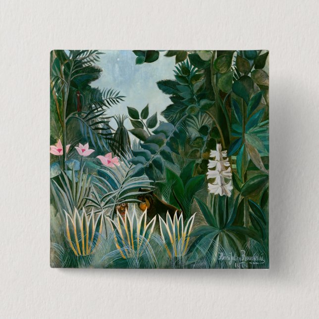 Bóton Quadrado 5.08cm Henri Rousseau - A Selva Equatorial (Frente)