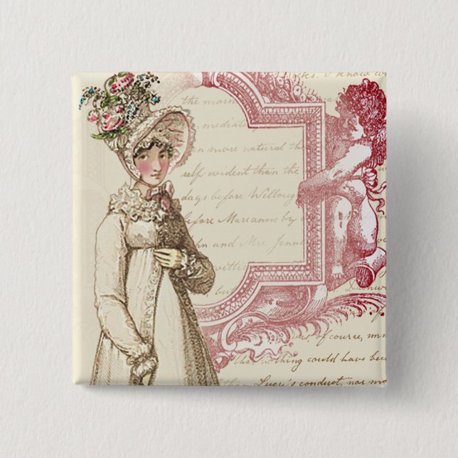 Bóton Quadrado 5.08cm Henrietta (Frente)