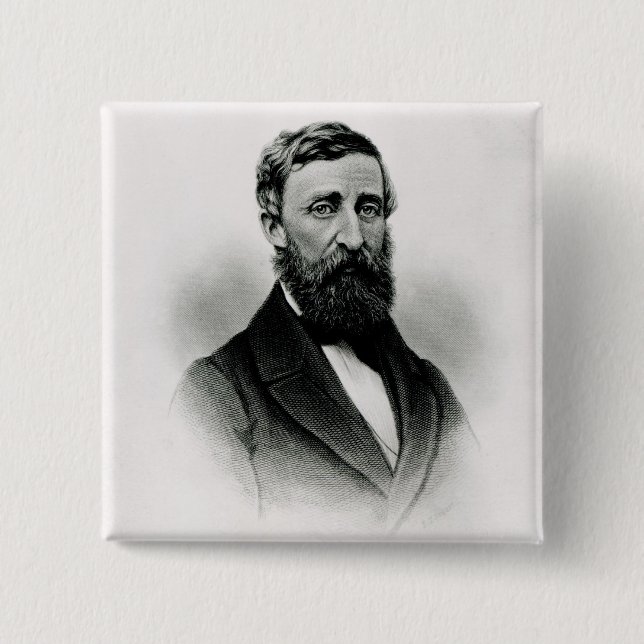 Bóton Quadrado 5.08cm Henry David Thoreau (Frente)