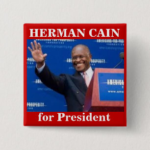 Bóton Quadrado 5.08cm Herman Cain para o botão de Presiden
