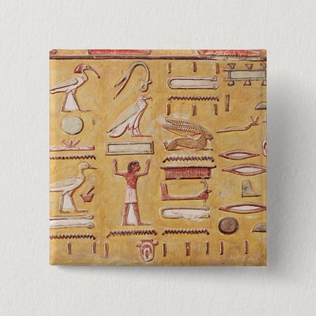 Bóton Quadrado 5.08cm Hieroglyphics, do túmulo de Seti I (Frente)