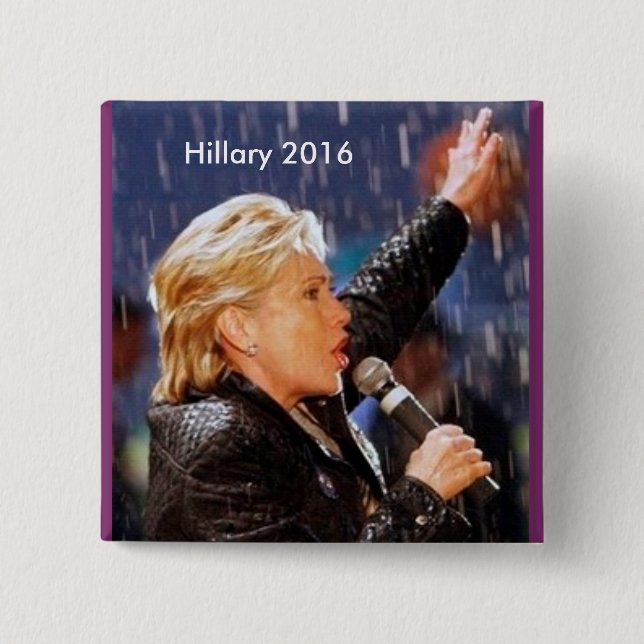 Bóton Quadrado 5.08cm Hillary Clinton para o presidente 2016 (Frente)