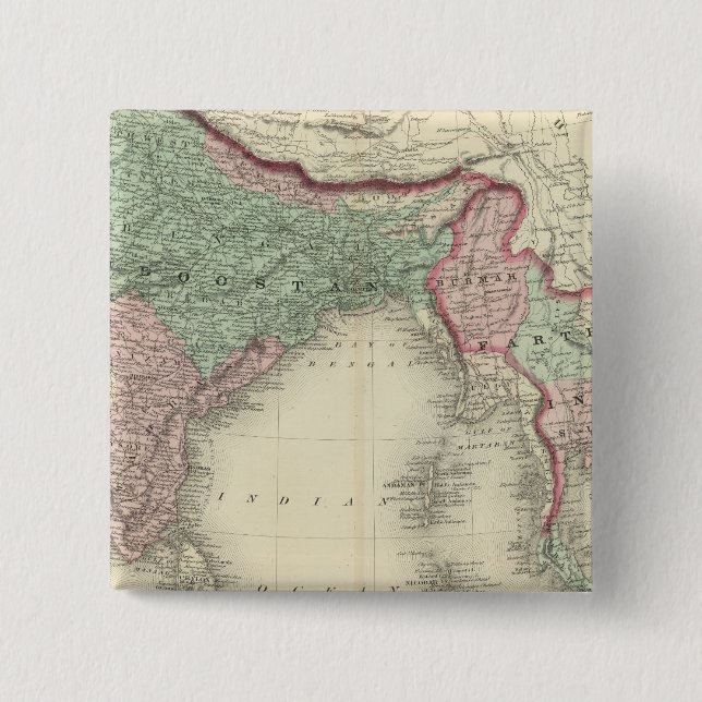 Bóton Quadrado 5.08cm Hindoostan e a Índia mais distante (Frente)