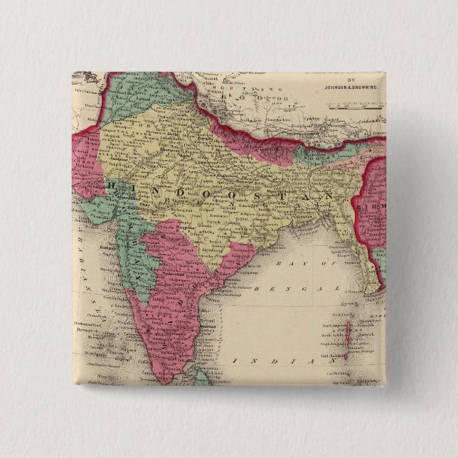 Bóton Quadrado 5.08cm Hindostan Ou British India (Frente)