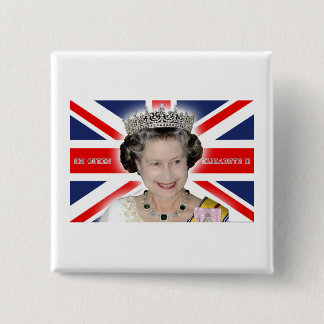 Bóton Quadrado 5.08cm HM Queen Elizabeth II - Foto Pro