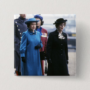 Bóton Quadrado 5.08cm HM rainha Elizabeth Ii-Margaret Thatcher
