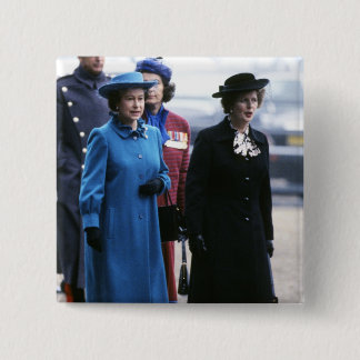 Bóton Quadrado 5.08cm HM rainha Elizabeth Ii-Margaret Thatcher