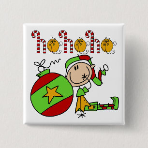Bóton Quadrado 5.08cm Ho Ho Ho Holiday Elf