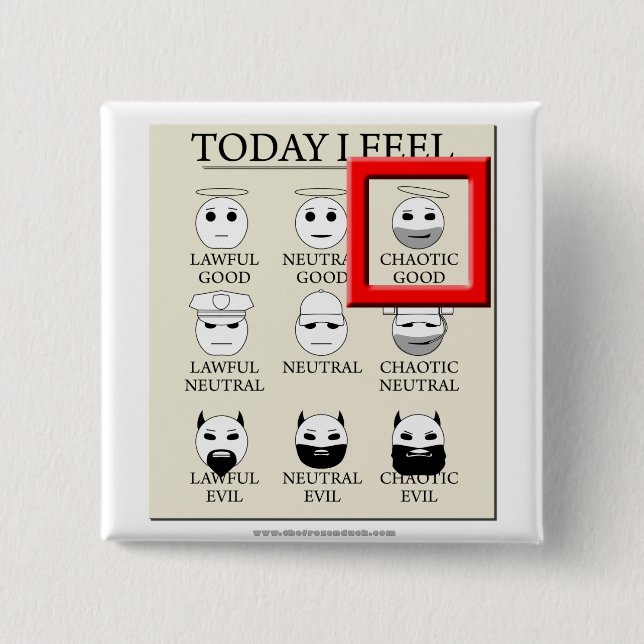 Bóton Quadrado 5.08cm Hoje eu sinto bom caótico (Frente)