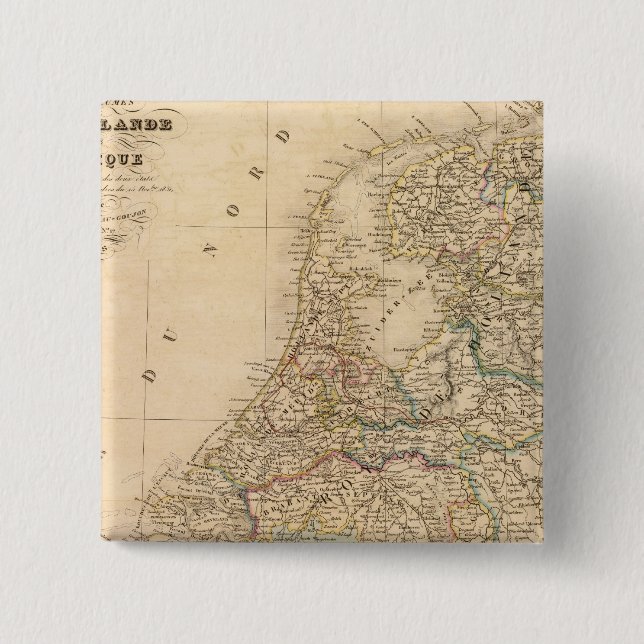 Bóton Quadrado 5.08cm Holanda, Bélgica 2 (Frente)