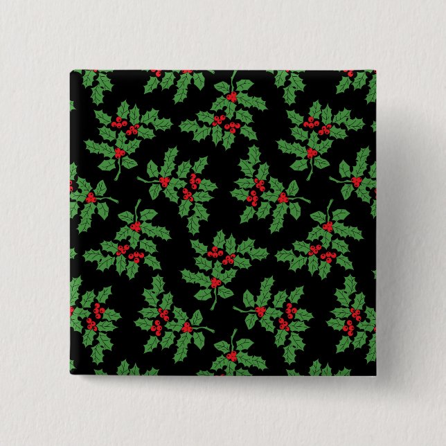 Bóton Quadrado 5.08cm Holly Berries (Frente)
