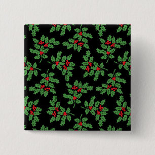 Bóton Quadrado 5.08cm Holly Berries