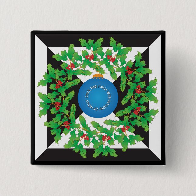 Bóton Quadrado 5.08cm Holly Button (Frente)