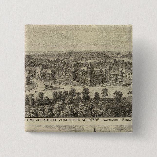 Bóton Quadrado 5.08cm Home of Disabled Volunteers Soldados (Frente)