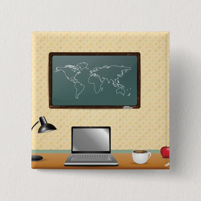 Bóton Quadrado 5.08cm Home Office Desk Laptop Coffee (Frente)