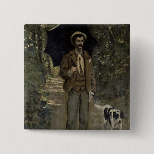 Bóton Quadrado 5.08cm Homem com um guarda-chuva, c.1868-69 de Claude