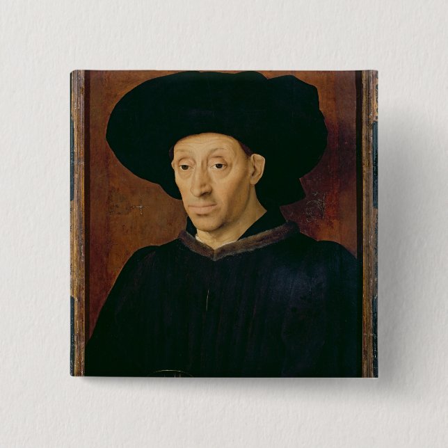 Bóton Quadrado 5.08cm Homem com um vidro do vinho (Frente)