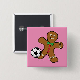 Bóton Quadrado 5.08cm Homem de Biscoito Jogando Futebol