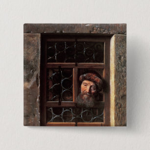 Bóton Quadrado 5.08cm Homem em uma janela, 1653
