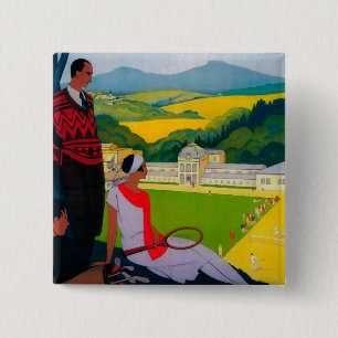 Bóton Quadrado 5.08cm Honore Les Bains Vintage Poster Europe