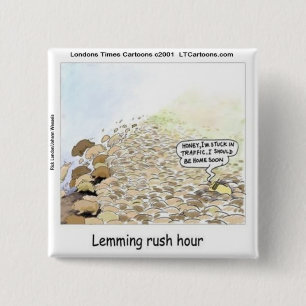 Bóton Quadrado 5.08cm Hora da Corrida dos Lemmings Divertido