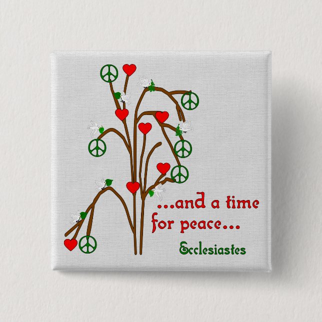 Bóton Quadrado 5.08cm Hora para a paz (Frente)