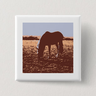 Bóton Quadrado 5.08cm Horse Grazing Pop Art