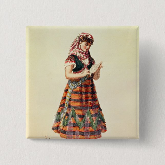 Bóton Quadrado 5.08cm Hortense Schneider (Frente)