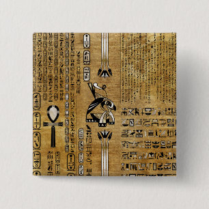 Bóton Quadrado 5.08cm Horus - Dourada e Pérola Egípcia