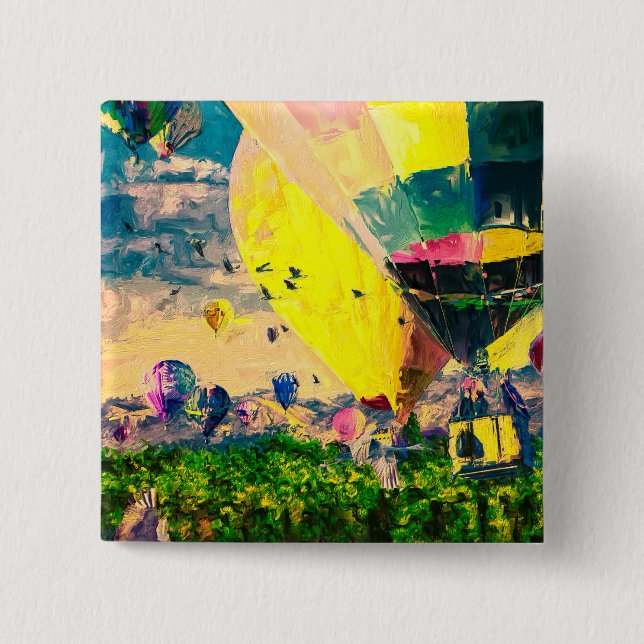 Bóton Quadrado 5.08cm Hot Air Balloon (Frente)