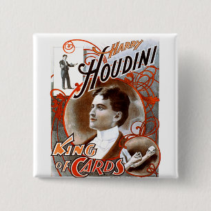 Bóton Quadrado 5.08cm Houdini - rei dos cartões
