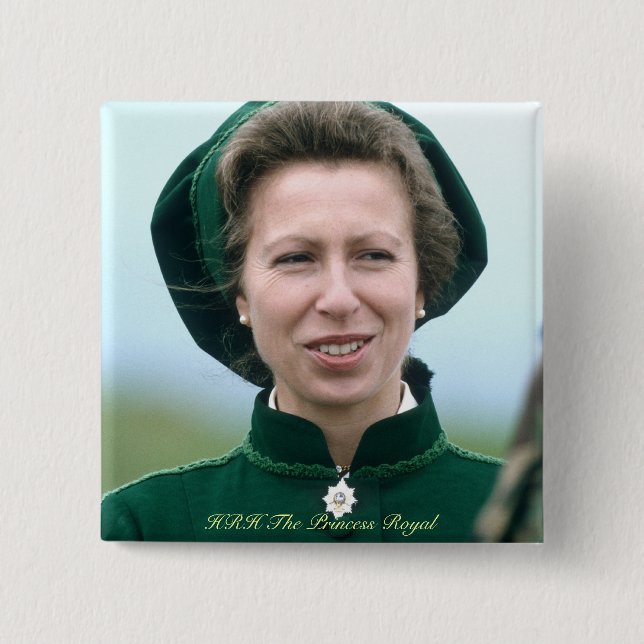 Bóton Quadrado 5.08cm HRH Princesa Anne Warminster (Frente)