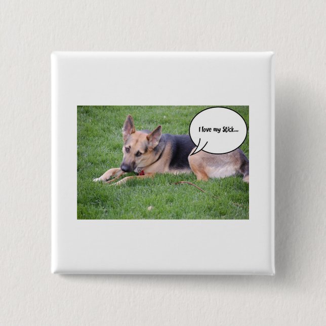 Bóton Quadrado 5.08cm Humor do german shepherd (Frente)