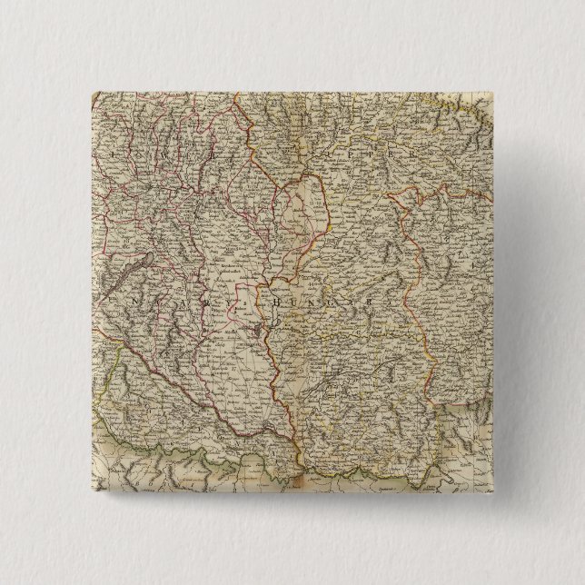 Bóton Quadrado 5.08cm Hungria, Transilvânia, Croácia (Frente)