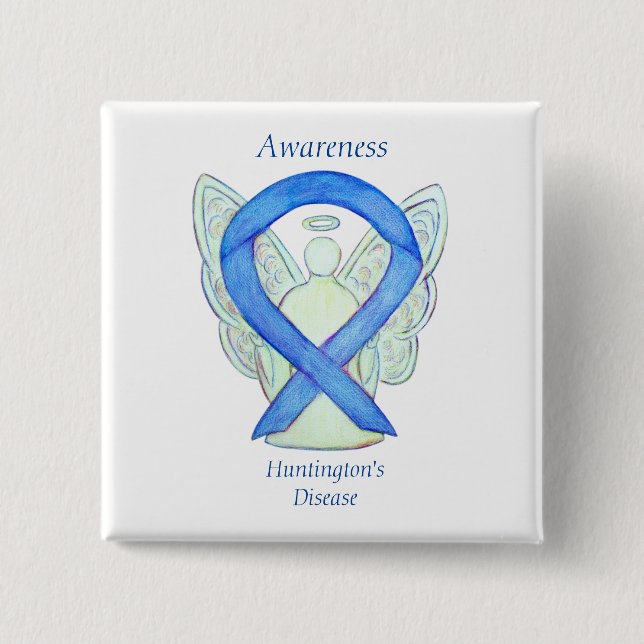 Bóton Quadrado 5.08cm Huntington's Disease Awarness Ribbon Angel Pin (Frente)
