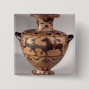 Bóton Quadrado 5.08cm Hydria, caçando a cena, grego arcaico, figura