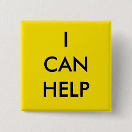 Bóton Quadrado 5.08cm I Can Help  Volunteer Button Charity Event Yellow