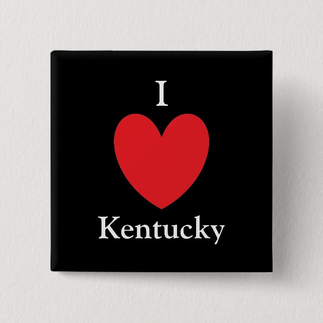 Bóton Quadrado 5.08cm I Heart Kentucky Button (Frente)