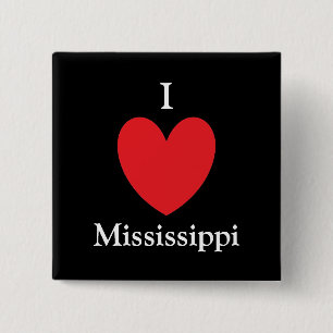 Bóton Quadrado 5.08cm I Heart Mississippi Button