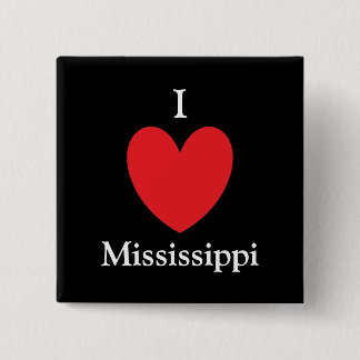 Bóton Quadrado 5.08cm I Heart Mississippi Button